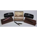 Pens - a Cross ballpoint pen, boxed; four others similar, boxed; a Parker Classic Flighter CT