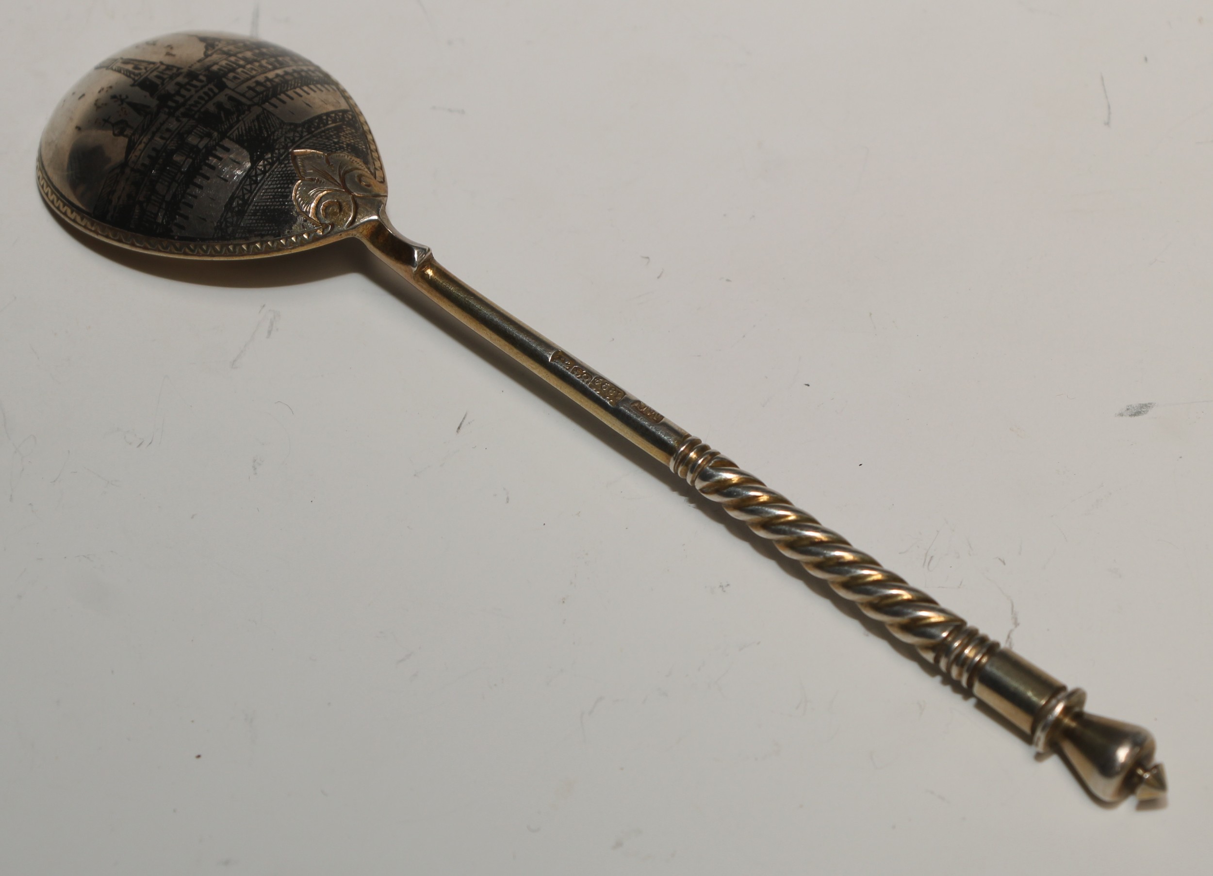 A 19th century Russian silver and niello spoon, 14cm long, Moscow 1894 - Image 2 of 3