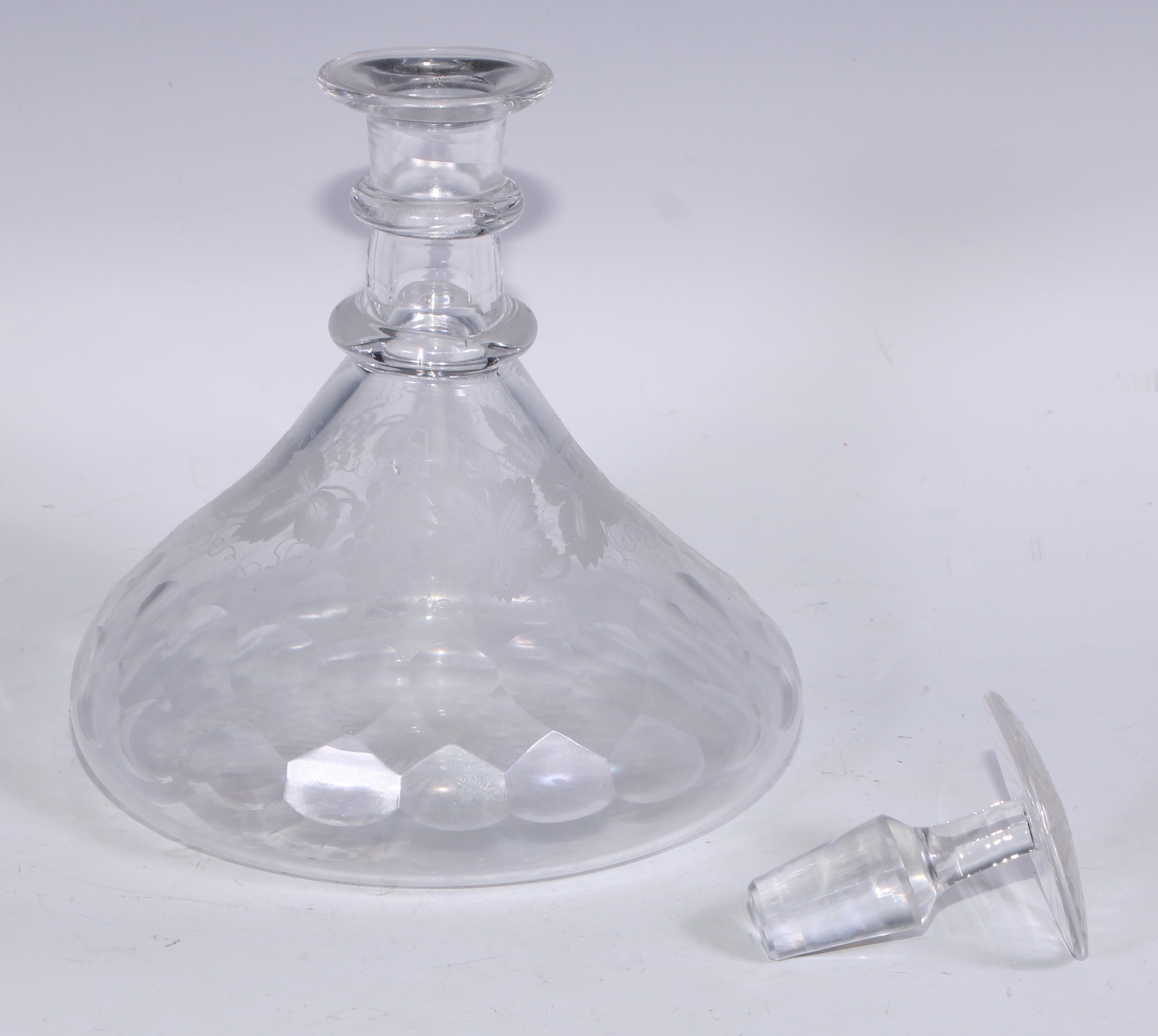 A silver mounted cut glass square decanter, mushroom stopper, star-cut base, 29.5cm high, Birmingham - Bild 7 aus 9