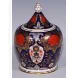 A Lynton Porcelain Company Hamilton Imari ovoid jar and cover, pine cone finial, 23cm high,