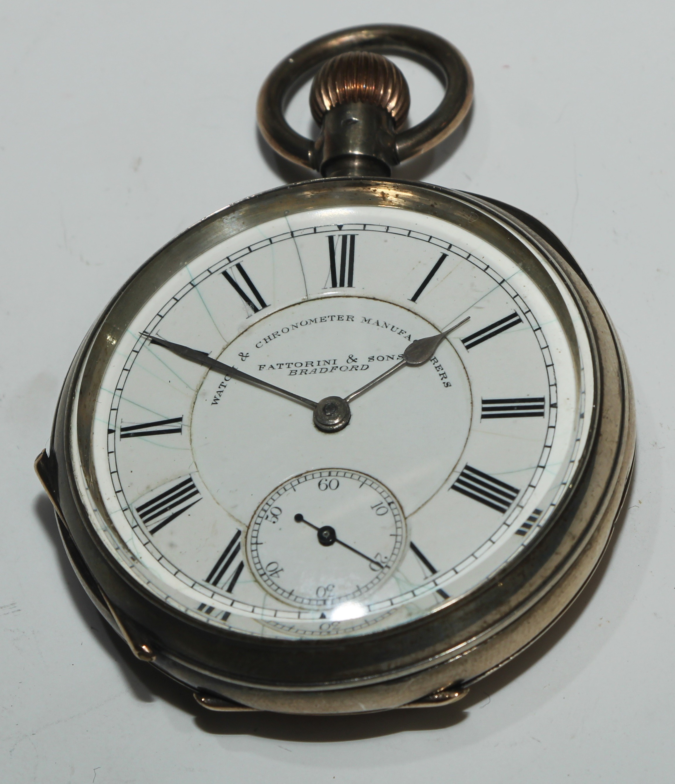 A 19th century Swiss open faced pocket watch, retailed by Fattorini & Sons, Bradford, 7cm over loop, - Image 2 of 6