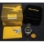 Breitling - a quartz chronometer wristwatch, quartered Arabic numerals, minute track, centre