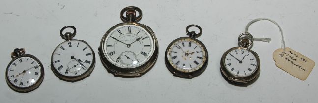 A 19th century Swiss open faced pocket watch, retailed by Fattorini & Sons, Bradford, 7cm over loop,