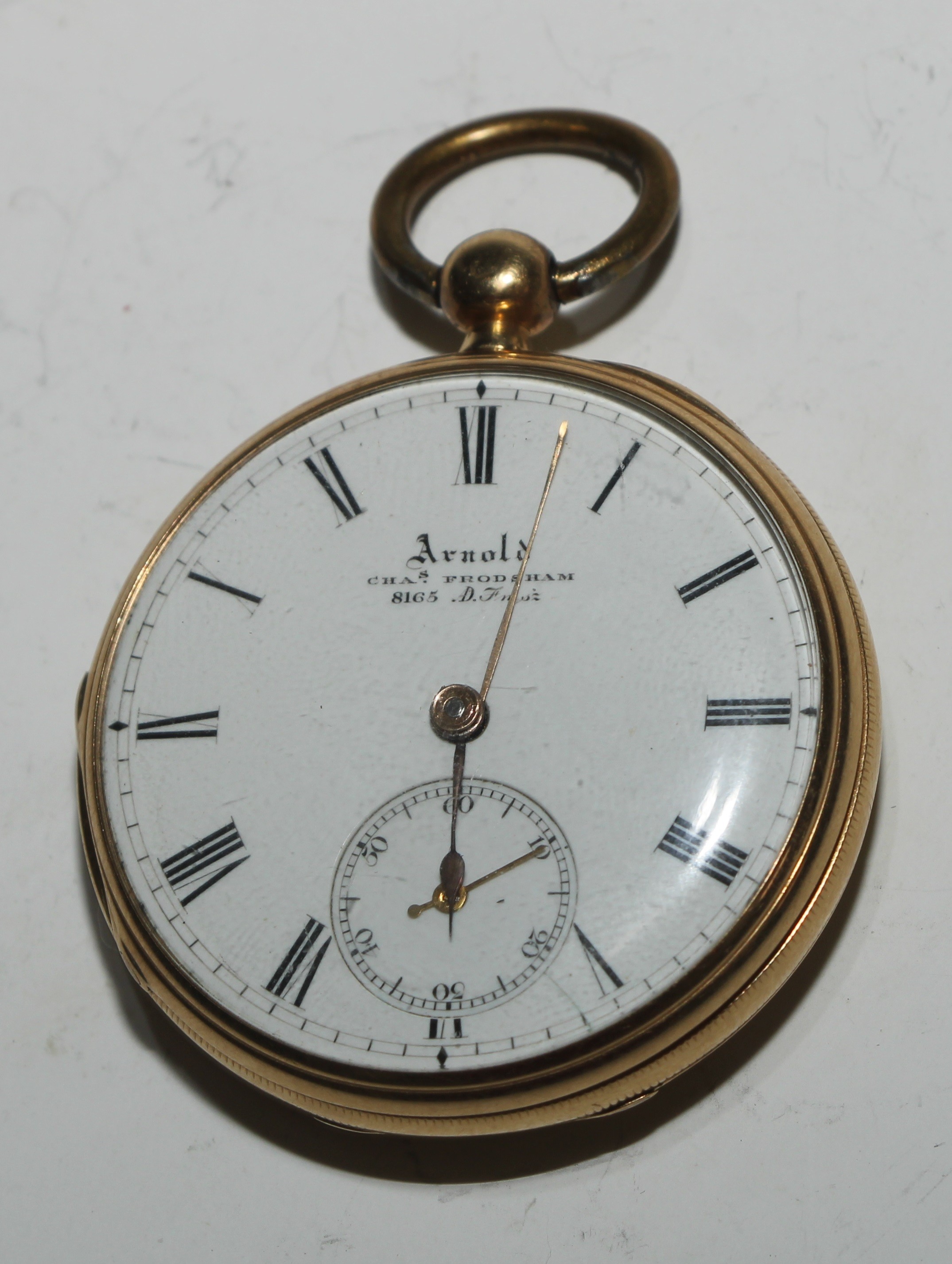 A Victorian 18ct gold fob watch, 3.75cm enamel dial inscribed Arnold,, Chas [Charles] Frodsham, - Image 2 of 5