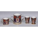 A Lynton Porcelain Company Hamilton Imari loving cup, 11.5cm high; another, smaller, 7cm high; a