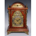 A 19th century gilt metal mounted bracket clock, 15cm arched brass dial, silvered chapter ring