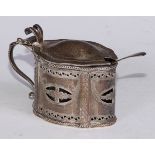 A Victorian Scottish silver commode shaped mustard, pierced and bright-cut engraved in the Neo-