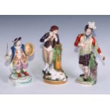 ***LOT WITHDRAWN***A Bloor Derby figure, of a shepherd, he stands, playing a flute, a lamb at his