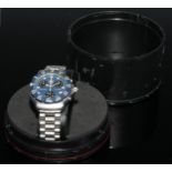 Tag Heuer - a 1/10 chronograph quartz wristwatch, blue dial, luminous dot and block batons, three