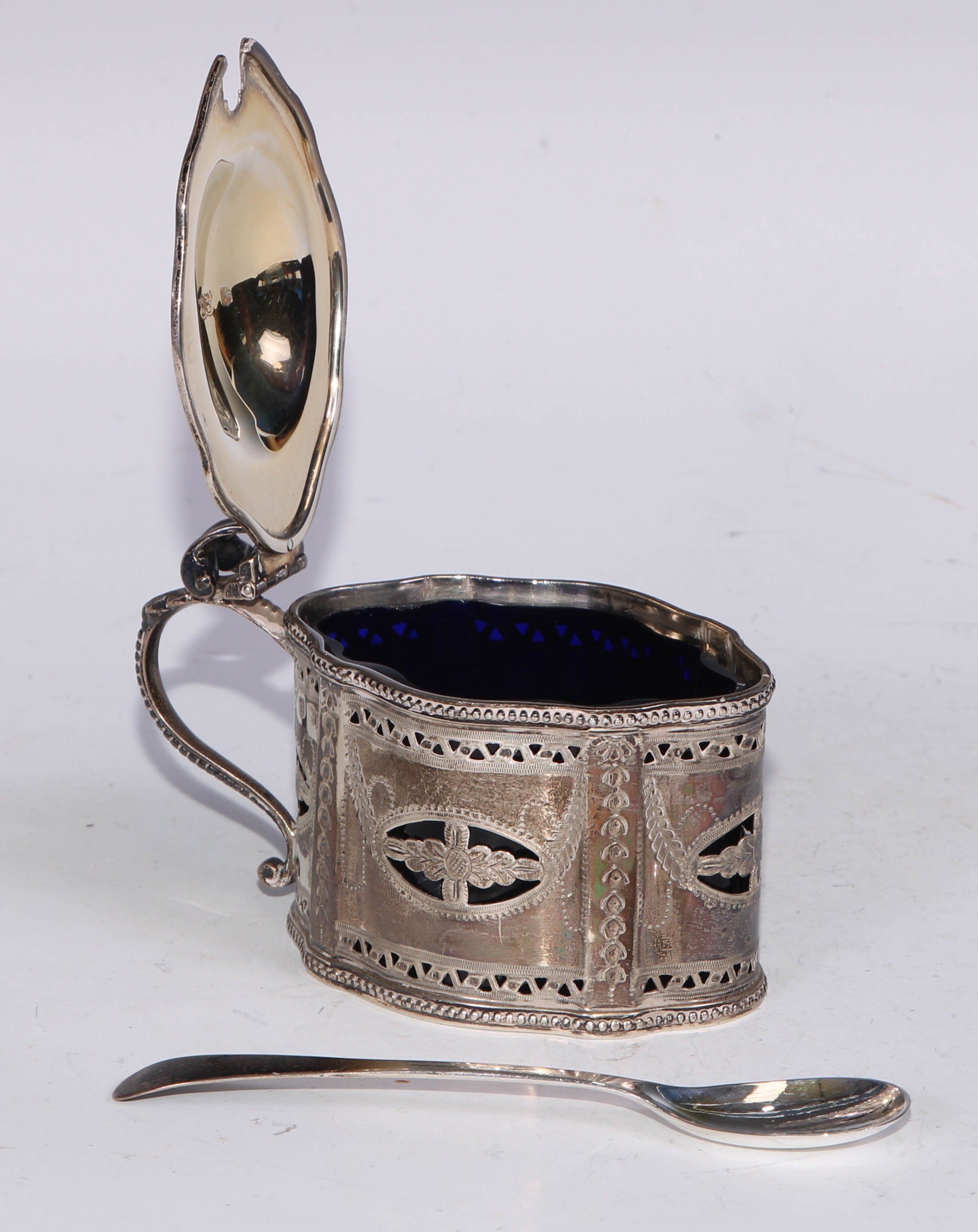 A Victorian Scottish silver commode shaped mustard, pierced and bright-cut engraved in the Neo- - Image 3 of 11