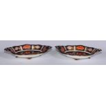 A pair of Royal Crown Derby 1128 pattern shaped oval dishes, 21.5cm wide, printed marks