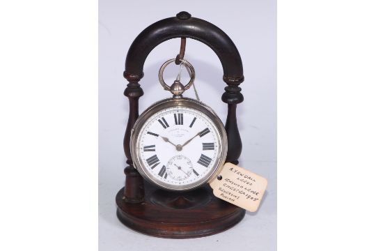 An Edwardian silver pocket watch, 5cm enamel dial inscribed English Lever by A Yewdall, Leeds, Roman - Image 1 of 7