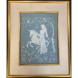 A Franklin Mint parian porcelain plaque, by George McMonigle, The Lady and the Unicorn, 29c, x 21.