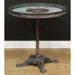 A novelty centre table, the top as a quartz movement timepiece, 76.5cm high, the top 75cm diameter