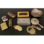 Boxes and Objects - a George III cartwheel penny copper bowl; cigarette lighters; cheroot case;