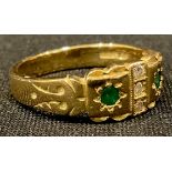 An 18ct gold Victorian style emerald and diamond ring, size P, 5.4g