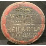 Breweriana - a Watney Combe Reid & Co, London, oak barrel end