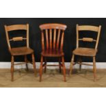 A pair of 19th century beech and elm Oxford bar back side chairs, each stamped 5 H.S, 85cm high,