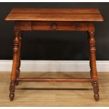 A Spanish Baroque style oak side table, rounded rectangular top with moulded edge above a single