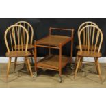 A set of four Ercol elm and beech Windsor chairs, 86cm high, 40cm wide, the seat 29cm deep; a