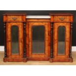 A late Victorian walnut and marquetry side cabinet, 95cm high, 138cm wide, 40.5cm deep