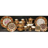 A Burtondale Imari palette coffee set for six, coffee pot, cream jug and sugar bowl, two