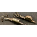 A pair George III steel wick trimmers/snuffers, 18cm; another pair similar (2)