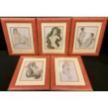 After A Senta, female nude study, four other prints similar, female nude studies (5)