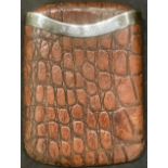 A Victorian silver mounted crocodile skin pocket cigar case, retailed by W Thornhill, Bond Street,