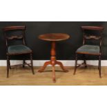 A pair of George IV side chairs, 81.5cm high, 45cm wide, the seat 35cm deep; an oak tripod