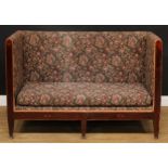 An early 20th century box-form sofa, 91cm high, 135cm wide, 61.5cm deep, the seat 120cm wide and