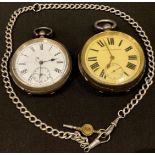 A late Victorian silver open face pocket watch, Roman Numerals, subsidiary seconds dial, 8cm over