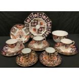 A Royal Crown Derby 2451 pattern octagonal plate, 22.5cm diameter; 4464 Imari pattern sugar bowl,