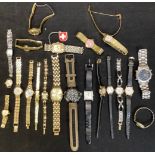 A collection of wristwatches, including Timex Expedition, Seiko multi dial, etc