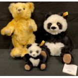 Steiff (Germany) EAN 660818 Panda Mother and Baby, each with trademark Steiff button to ear with red
