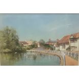 John Cowley GRA The Village Pond signed, watercolour, 20cm x 30cm