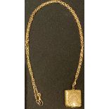 A 9ct gold necklace chain with a 9ct gold locket, 9.2g