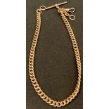 A 9ct rose gold graduated Albert chain, with 9ct rose gold T-bar, 40cm, 63.7g