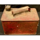 Automobilia - a vintage petrol can, brass top, mid-20th century