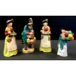 A Royal Doulton miniature street vendors figure, Mask Seller; others Two a Penny (x2); The Old