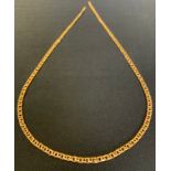 An Italian 9ct gold double flat curb link necklace, 60cm long, 16.4g