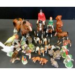 A pair of Goebel candlesticks, others Beswick, Royal Doulton, Crown Staffordshire etc inc birds,