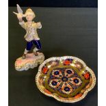 A Royal Crown Derby 1128 petal dish; a Royal Crown Derby figure, by Edward Drew, Peace, 14cm high,