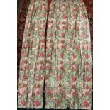 A large pair of Sanderson Rose and Peony pattern, interlined curtains, 273cm length x 100cm width (