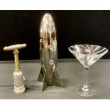 An unusual silver plated rocket cocktail shaker; glass; ; After Sir Edward Thomason, an early 19th
