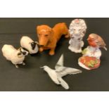 A Beswick Dachshund, printed mark; a Black Faced ewe; another; etc
