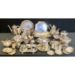 Plated ware - trays, coffee pots, condiments, toast racks; serving dishes; etc