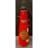 A Mather & Platt ltd Simplex type L water type (soda acid) fire extinguisher, red conical body,