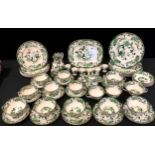 A Masons Ironstone green Chartreuse pattern dinner set, for six, inc dinner plates, side plates,