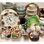 A Royal Albert Old Country Roses clock plate; another clock plate; Continental dessert service;